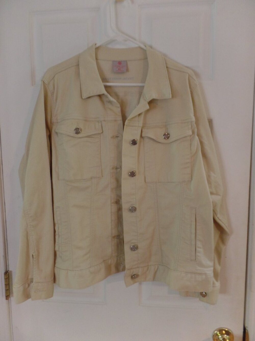 NWoT Laurie Felt XL 18 20 Daisy Denim Jacket Cream Vanilla QVC Summer Americana
